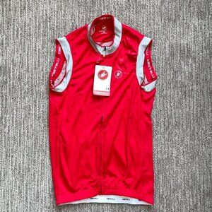 New Men’s Small Castelli GPM Sleeveless Full Zip Cycling Road Jersey Red